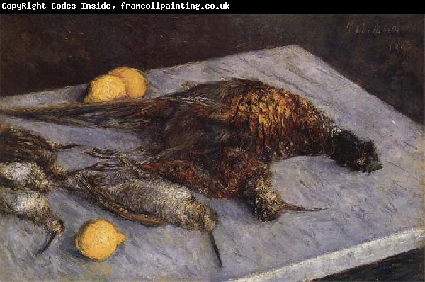 Gustave Caillebotte Some pheasant and woodcock on the marble